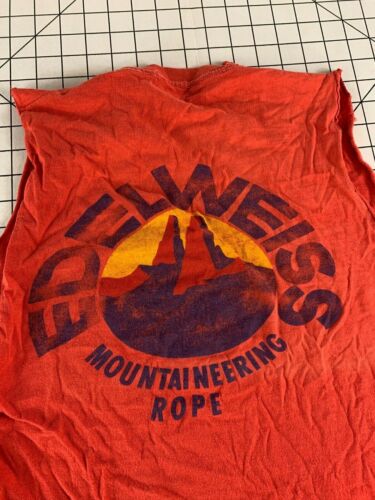 Rare Vintage 60s 70s Everest Edelweiss Mountaineering Rope Rock Climbing T Shirt - Picture 1 of 9