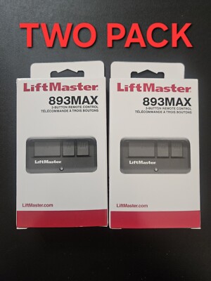2-Pack LiftMaster 893MAX 3-Button Garage Door Remote Controls - Universal 