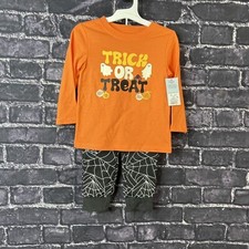 Cat  Jack 2T "Trick or Treat" Orange Gray Halloween Cobwebs Pants Ghosts
