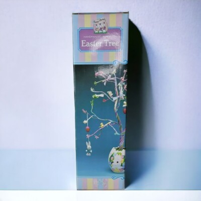 Bunny Parade Easter Egg Tree Rabbit Handpainted Porcelain Twisted Colorful Decor