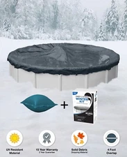 18' HEAVY Round Above Ground Winter Pool Cover PACKAGE Air Pillow + Winter Kit *