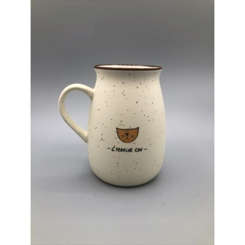 Creative Cat Ceramic Speckled Belly Coffee Mug Narrow Rim Beige Cat Tall Mug Cup - Picture 1 of 8