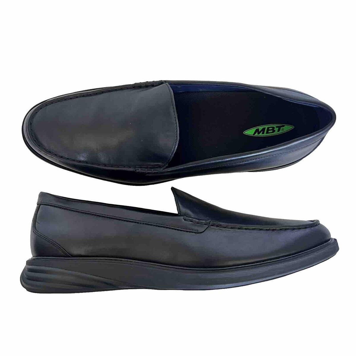MBT Men's Black Leather Loafers Size 14 Rare Grand OS MBT Men's Black Leather Loafers Size 14 Rare Grand OS