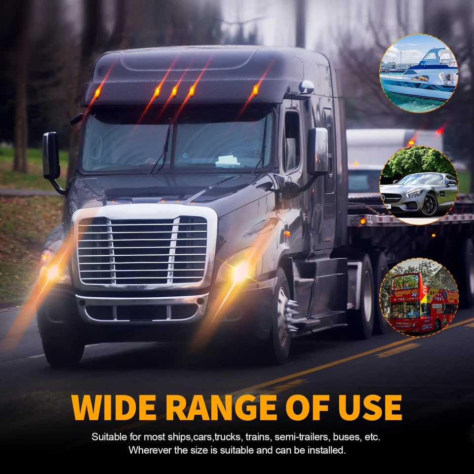 20-40PCS Truck RV Side Marker Lights 6.4" 12 LED Trailer Light For Peterbilt - Image 4 of 4