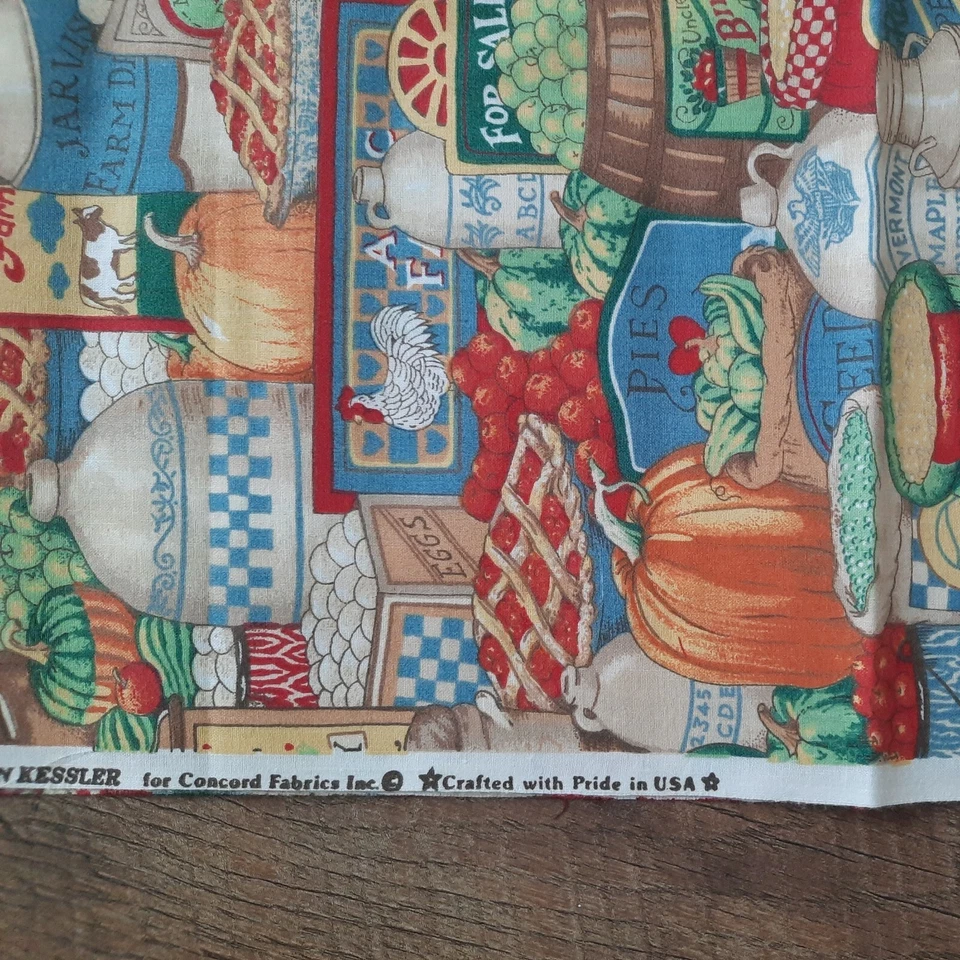 RARE VTG Quilting Fabric 44" X 51" Sharon Kessler Concord Pantry Food Cotton - Image 3 of 4