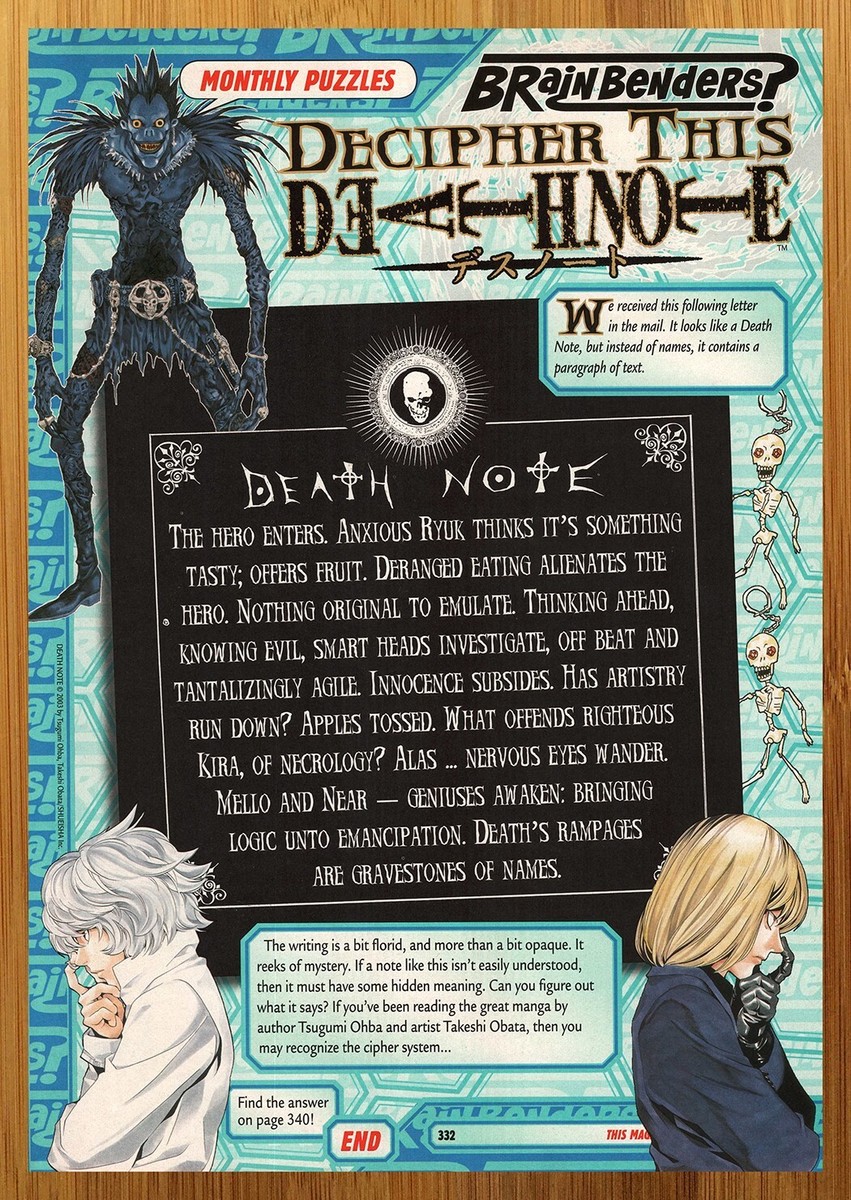2007 Death Note Anime Vintage Print Ad/Poster Puzzle Ryuk Retro