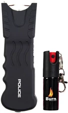 POLICE Stun Gun Burn Pepper Spray Self Defense Combo - 916 Black