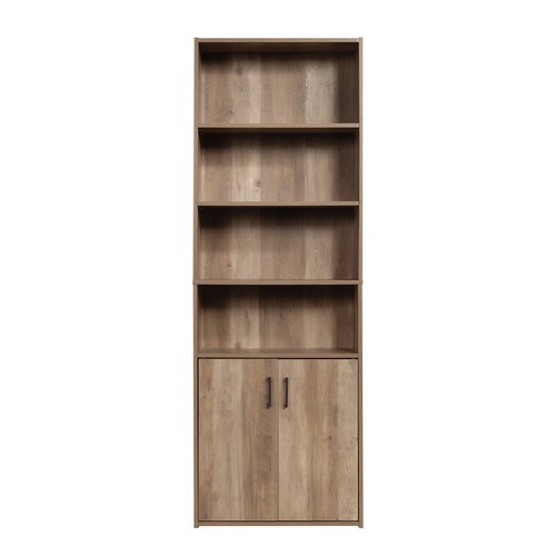 5 Shelf Bookcase W/ Doors Adjustable Shelves Storage Organizer Wooden Home New - Picture 6 of 10