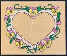 Hero Arts Pansy Flower-Bordered Heart Rubber Stamp