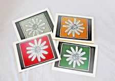 Va Artist Art Designed Digital Greeting Cards Pack - Daisy Flowers Floral 4pk