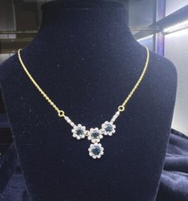 9K Solid Yellow Gold Diamond & Unheated Blue Sapphire 4.4g.
