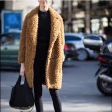 New Sandro Brown Teddy Bear Thick Faux Fur Maca Jacket Size 1