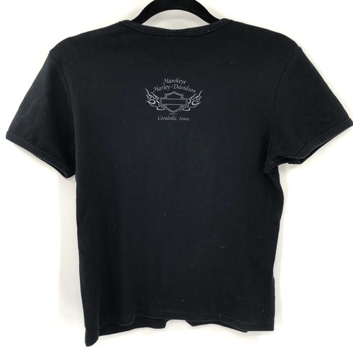 HARLEY DAVIDSON Schwarz Top XL 100% Baumwolle Baby T-Shirt Nieten Bedazzled HD Iowa Top - Bild 6 von 7