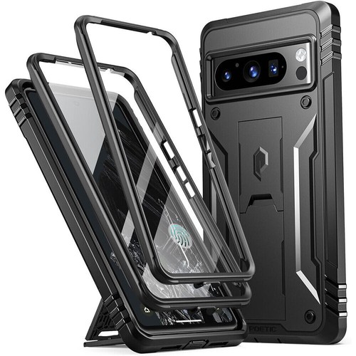 Case For Google Pixel 8 Pro Rugged Shockproof Dual Layer Stand Phone Cover Black - Picture 2 of 7