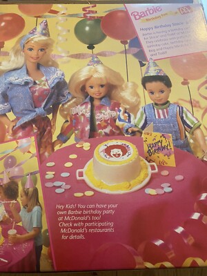 Vintage 1993 McDonald's Birthday Party Barbie Stacie And Tod