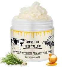 Whipped Beef Tallow for Skin Organic Grass Fed Beef Tallow and Honey Moisturizer