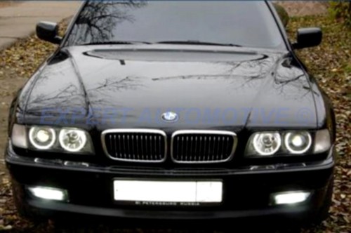 FARI NERI ANGEL EYES A LED BMW SERIE 7 E38 DAL 1994 AL 1998 - Foto 3 di 7