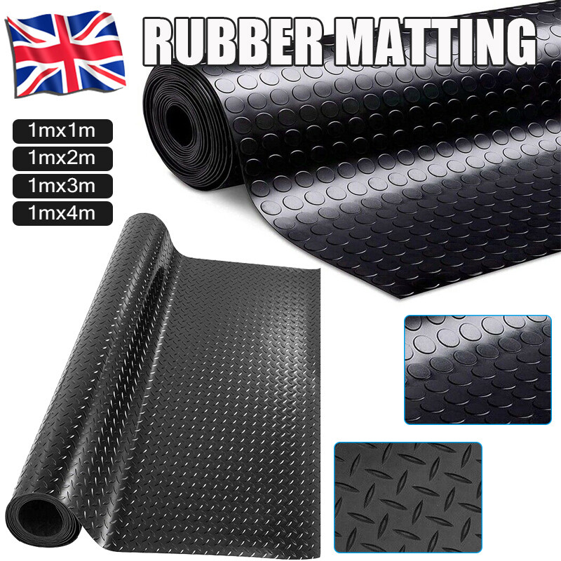 Rubber Flooring Garage Sheeting Matting Rolls 1/2/3/4M and 1M Wide X