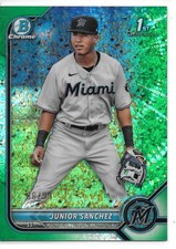 2022 Bowman Chrome Prospects Green Shimmer Refractor #BCP-111 Junior Sanchez /99