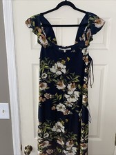 Rachel Roy Long Lined Dress Womens Size XXL Navy Blue With Flower Pattern NWT J2