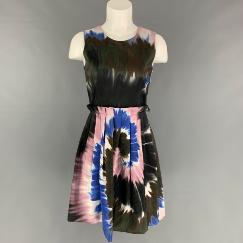 RODARTE Size 2 Multi-Color Silk Abstract Sleeveless Dress - Afbeelding 1 van 5