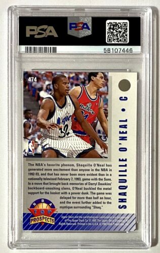 1992 ~ Upper Deck ~ Shaquille O'Neal ~ tarjeta de novato ~ PSA 9 ~ RADIOCONTROL ~ #474 ~ como nueva - Imagen 2 de 2