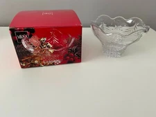 Mikasa 6" Crystal Bowl Christmas Night Trees and Snowflakes Nut Candy Dish EUC