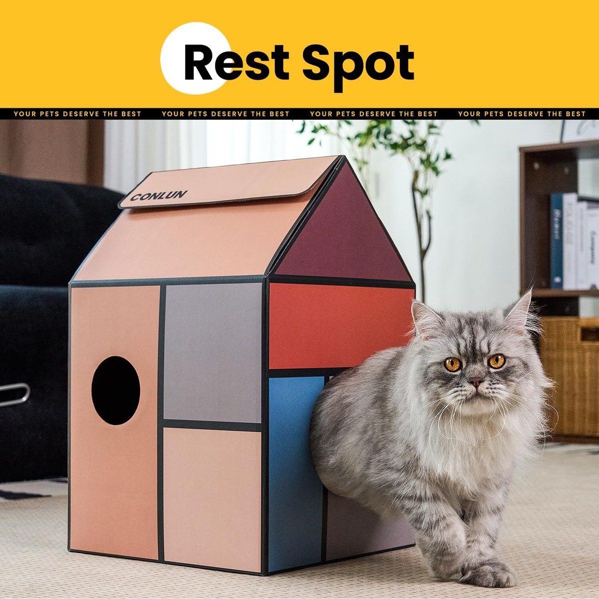 Cat Scratch Pad LiBa Cardboard Cat House With Scratch