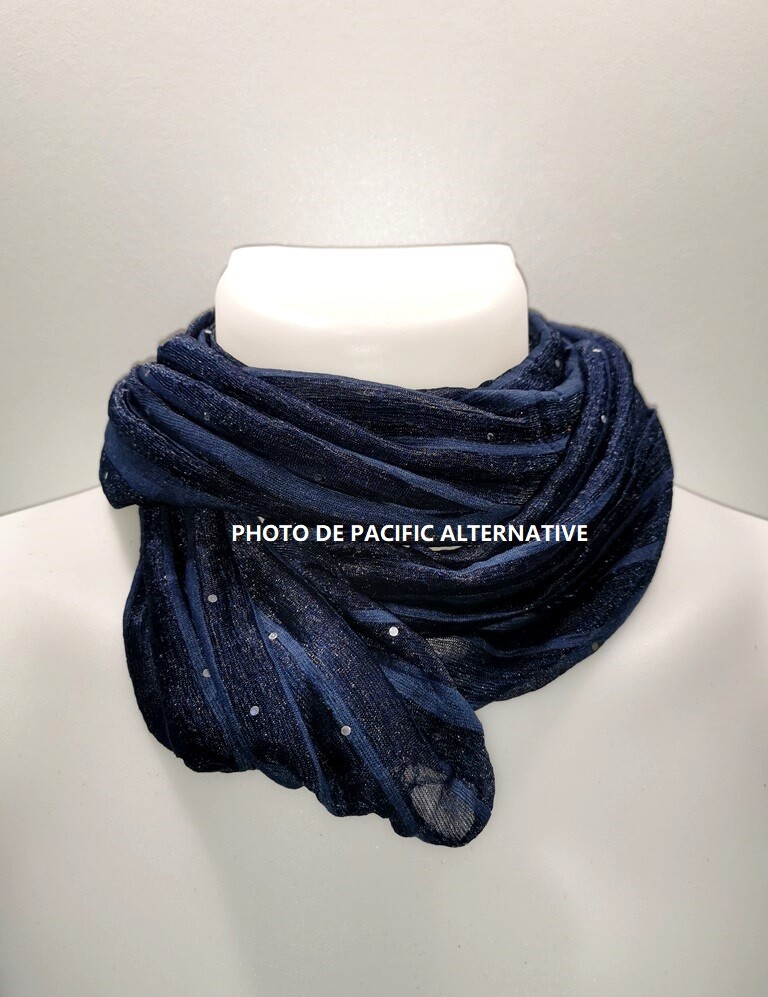 Foulard Bleu foncé à paillettes pour femme 45x160 chale echarpe