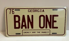 Smokey and the Bandit | 1977 Trans Am | BAN ONE | STAMPED Prop License Plate