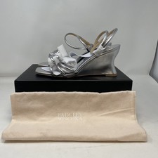 Badgley Mischka Luciana Wedge Sandal Knot Detail Silver Metallic Women's 8