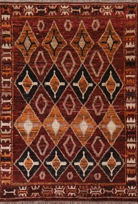 All-Over Geometric Moroccan Area Rug Living Room Handmade Berber Wool Carpet 6x8