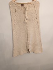Hand Crochet Haiti Cotton Skirt Sz M Cream Beige Boho Hippie Coastal