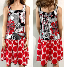 Dolce & Gabbana Vintage Floral Polka Dot Print Silk Chiffon Dress IT36
