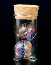 Bryan Trillas Glass Marbles/Set of 2 UV Peewee Filigree Marbles/ 004/ 0.7inch