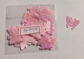 30 Schmetterlinge aus Stoff rosa irisierend groß 28x22 basteln Karten