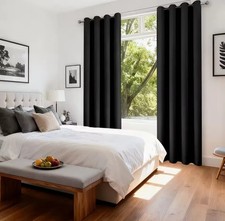 Thermal Blackout Curtains Pair Eyelet Ring Top Thick Ready Made Window Panels