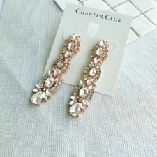 Charter Club Crystal Drop Earrings Elegant Statement Jewelry Gift New