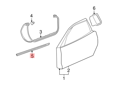 05-13 CHEVROLET CORVETTE C6 FRONT RIGHT DOOR BELT MOULDING WEATHER STRIPPING OEM