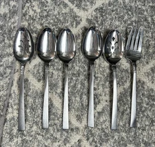 6 Oneida Brookwood Serving Utensil Fork Spoons W.M. Dalton Stainless