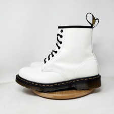 Dr Martens 1460 Boots Mens 10 White Leather 8 Eye Tall Lace Up Punk Goth Shoes