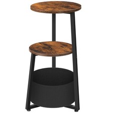 Round Side Table 3 Tier Bedside Table with Storage Shelves Accent Small Corner
