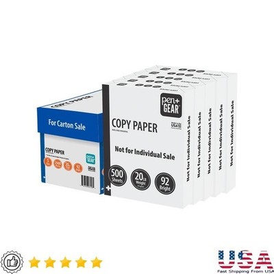 5 Ream Office Copy Paper 8.5x11 Jam Resistant 2500 Sheets Printer Compatible New