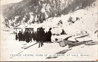 Crowds Viewing Avalanche Ruins Mace Idaho ID DB Postcard XA22