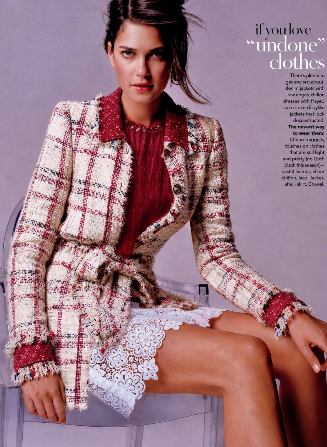 Chanel Vintage 2004 White Red Tweed Coat 40 42 44 8 10 12 Jacket 2pc Belt M L image 8