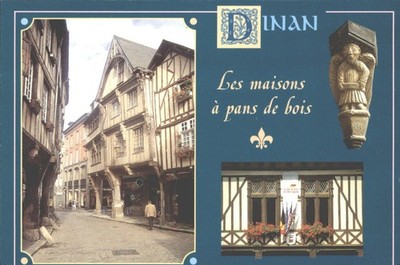 Dinan Frankreich Fachwerkhäuser & Erzengel Michael Postkarte