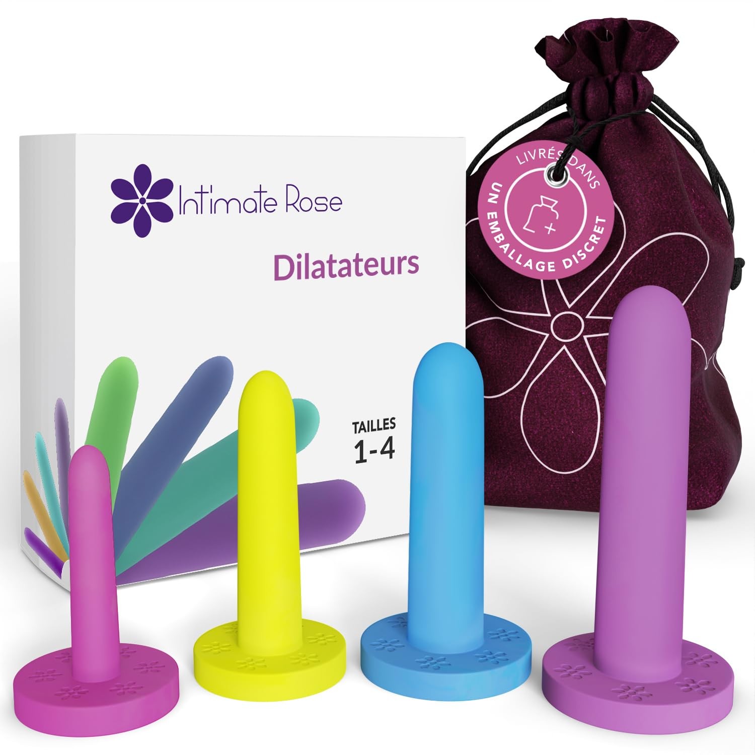 Dilatateur vaginal silicone médical pour exercices pelviens kit de 4 tailles