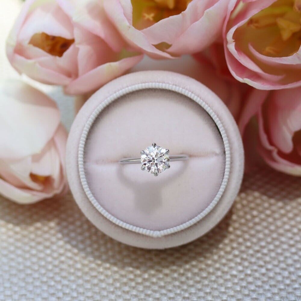 Wedding Ring Solid 950 Platinum Solitaire Natural… - image 7