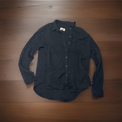 Universal Thread Black Cotton Button Up Shirt Medium Women's Casual Oversized