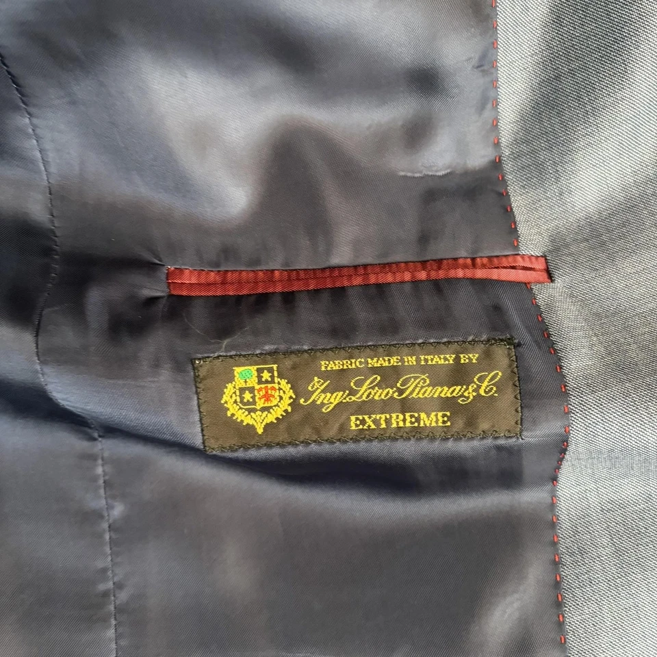 Carl Sterr Loro Piana Suit Mens 40R Blue Super 120s Wool 2 Piece Set Formal - Image 3 of 4